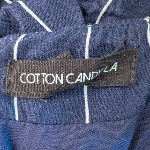 Cotton Candy LA Stevie Navy Striped Apron Tie Back Jumpsuit  Size Large - Picture 7 of 12
